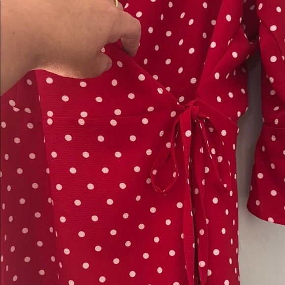 City Chic Red Ruffled 3/4 Sleeve Blouse 31 - Picture 4 of 11